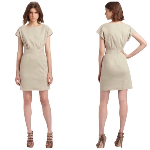 Theory Anderson Stretch Linen Dress Pockets Size 8 - Picture 1 of 7
